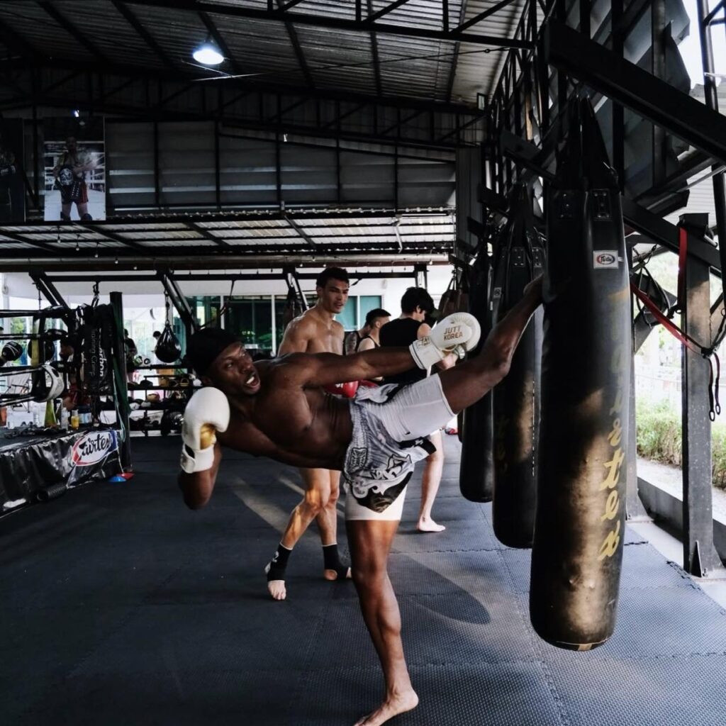 Lionel Eba training Muay Thai in Thailand- strength, speed, and longevity in action